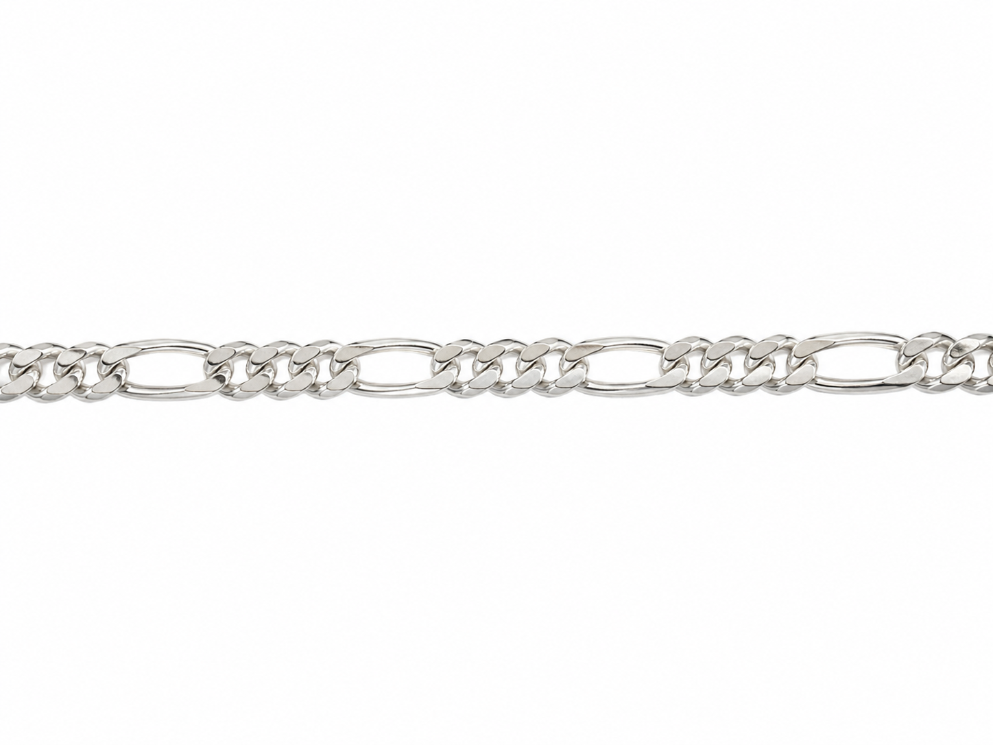 14KT Solid White Gold 5 MM Figaro Link Chain