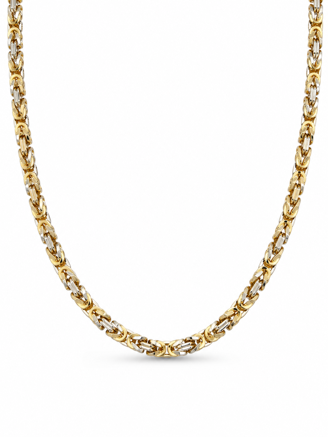 10KT Two Tone Gold 4 MM Byzantine Chain