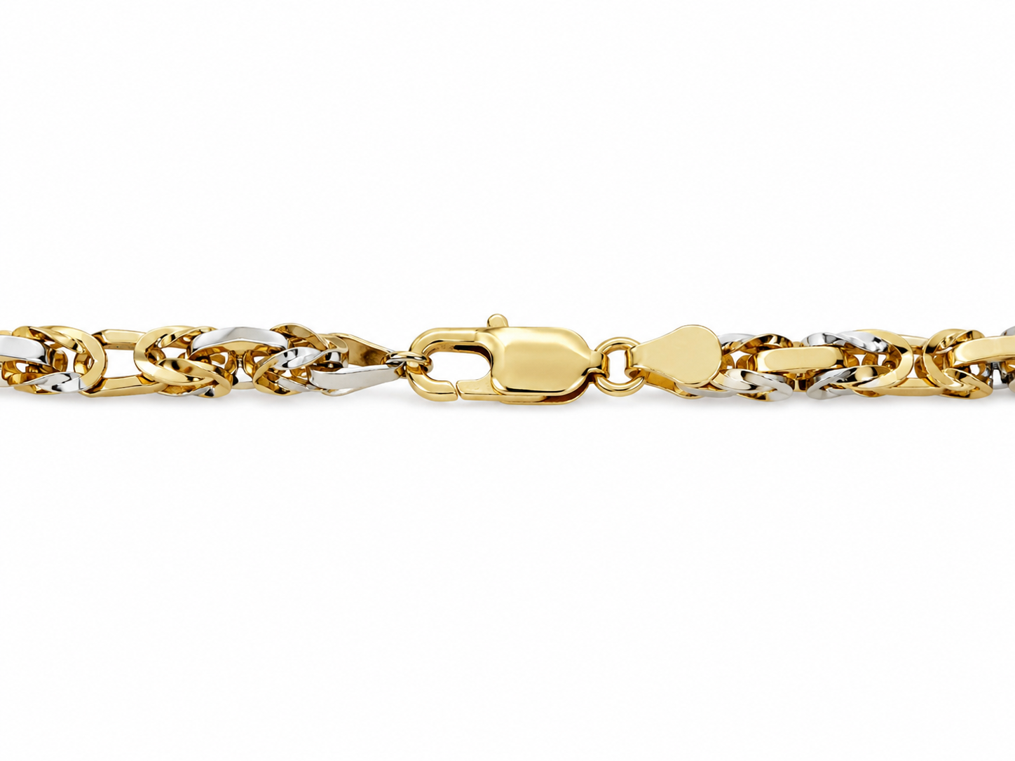 10KT Two Tone Gold 4 MM Byzantine Chain