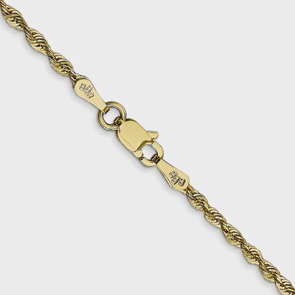 10KT Solid Yellow Gold 2 mm  Rope Link Chain