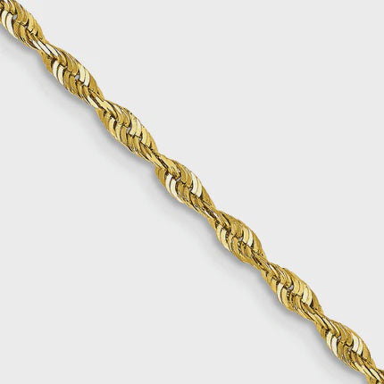 10KT Hollow Yellow Gold 2.5 MM Rope Chain