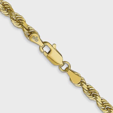 14KT Solid Yellow Gold 4 MM Rope Chain