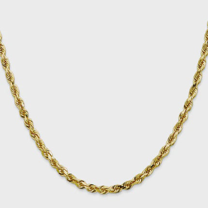 14KT Solid Yellow Gold 4.5 MM Rope Chain