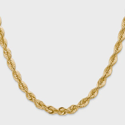 14KT Solid Yellow Gold 6.5 MM Rope Chain