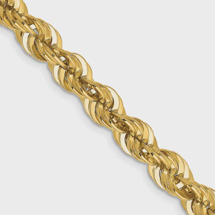 14KT Solid Yellow Gold 6.5 MM Rope Chain