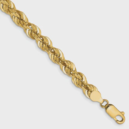 14KT Solid Yellow Gold 6.5 MM Rope Chain