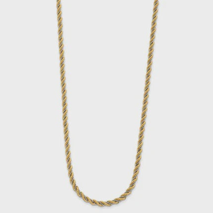 10KT Solid Two Tone Gold 2.5 MM Rope Chain