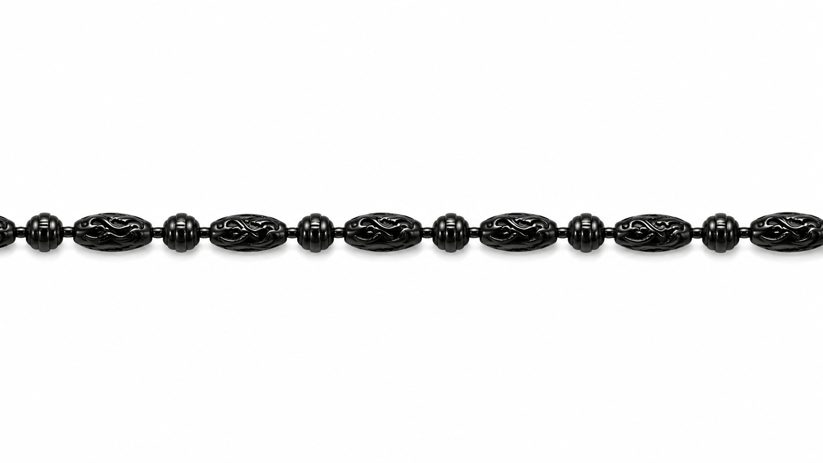 14KT Gold Black Round Oval Link Necklace