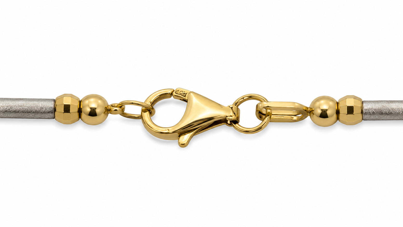 14KT Two Tone Gold Bars and Bead Necklace