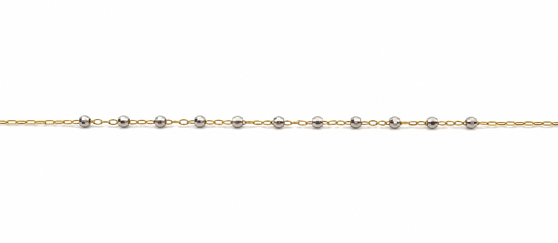 14KT Two Tone Gold 2 MM Rosary Style Necklace