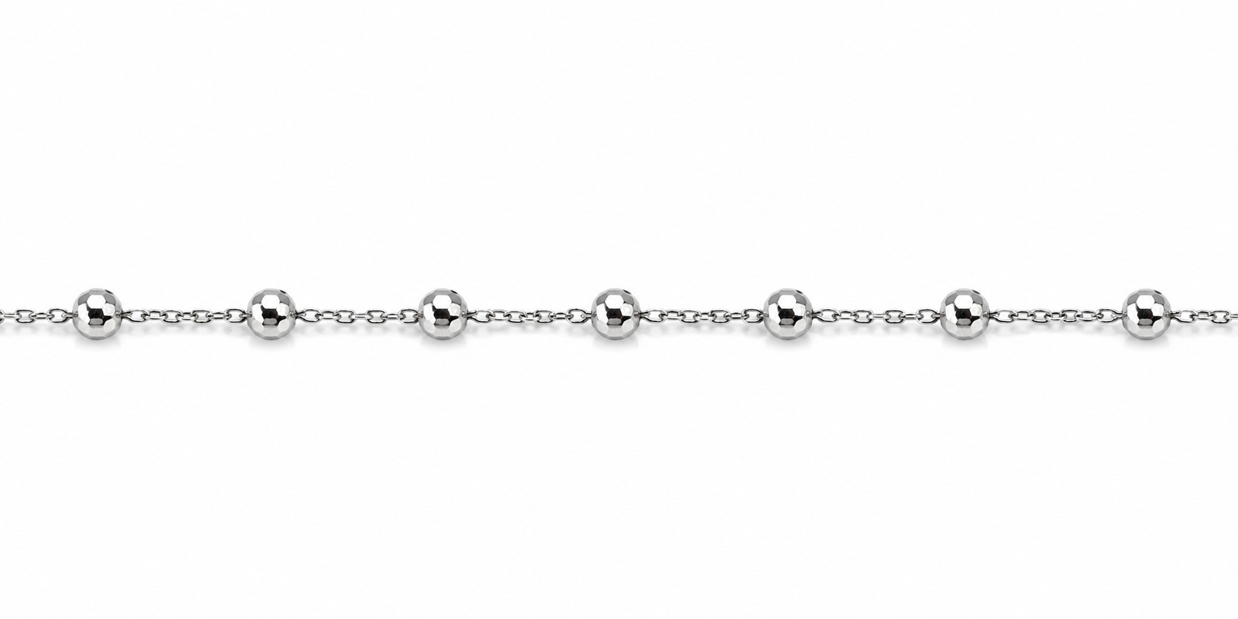 14KT White Gold 2 MM Rosary Style Necklace