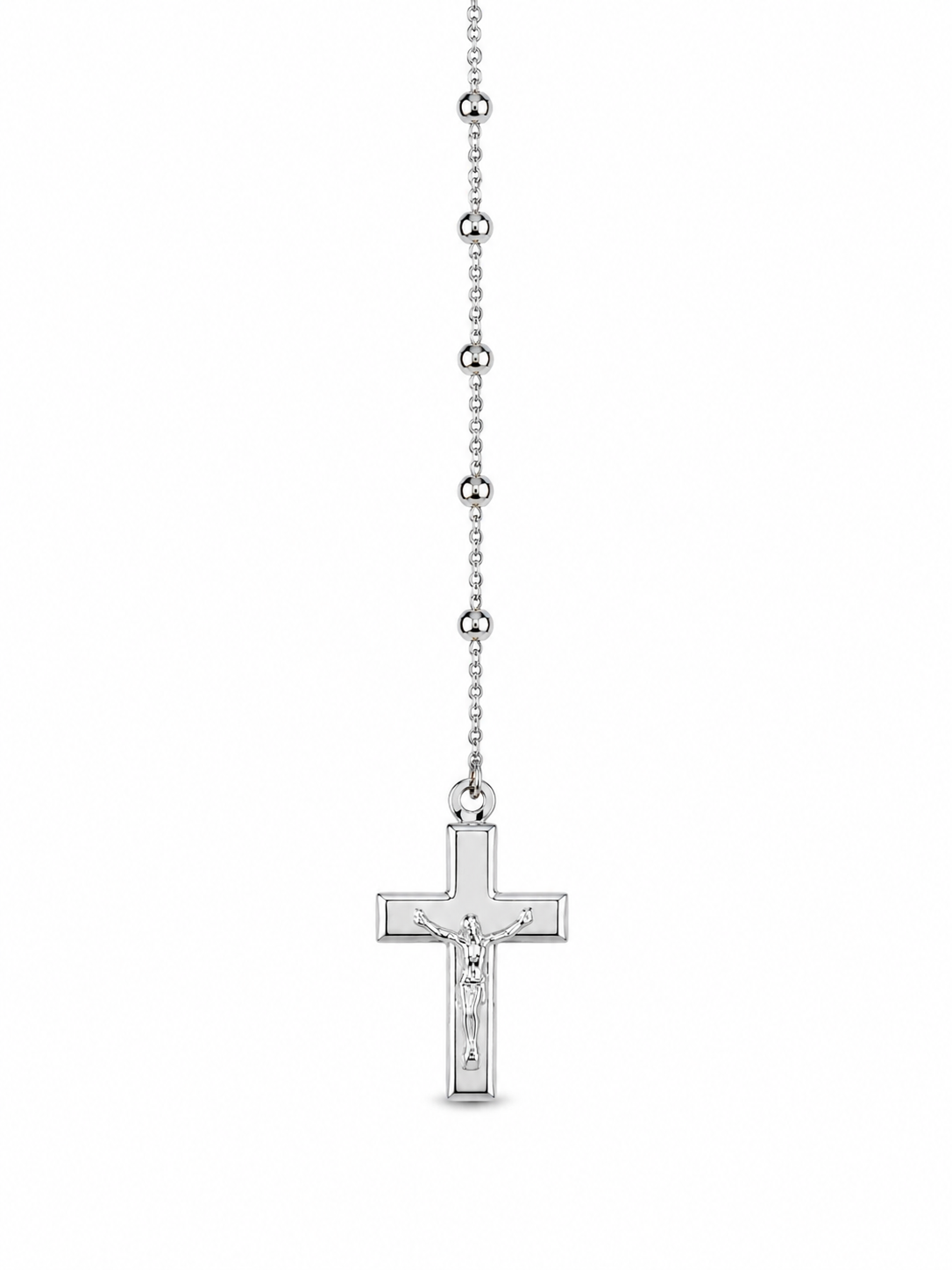 14KT White Gold 2 MM Rosary Style Necklace