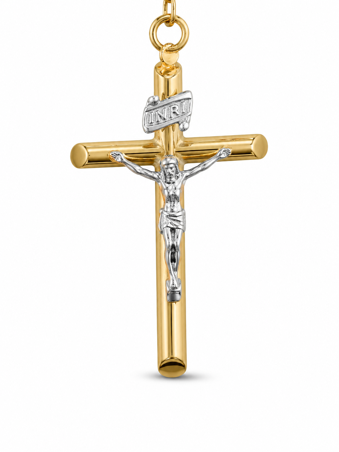 14KT Tri Tone Gold 3 MM Diamond Cut Rosary Necklace