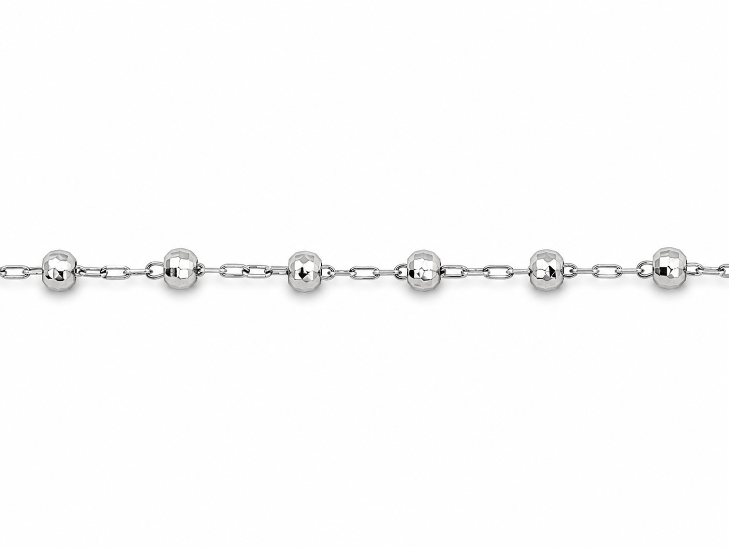 14KT White Gold 3 MM Rosary Style Necklace