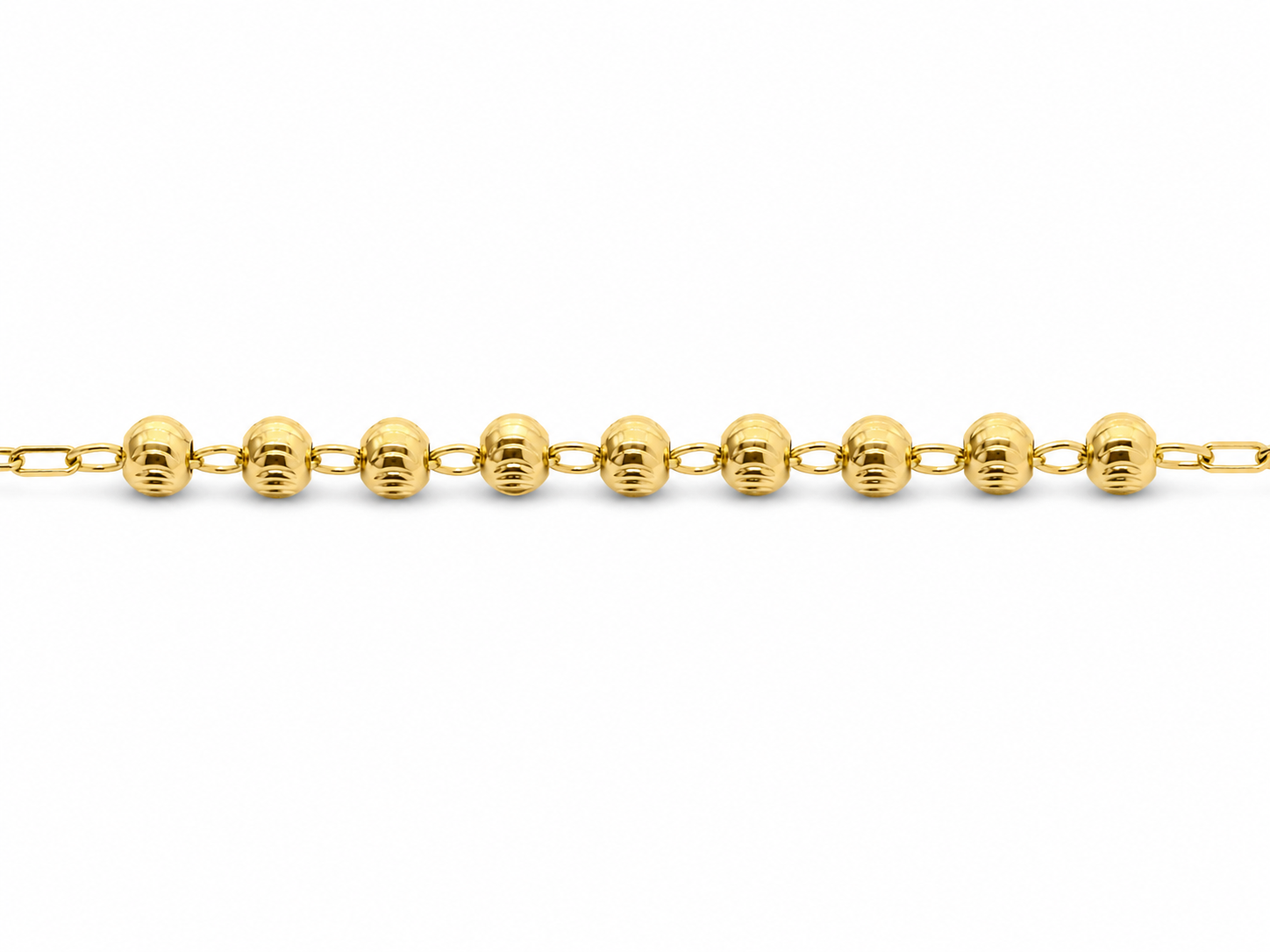 14KT Yellow Gold 4 MM Rosary Necklace