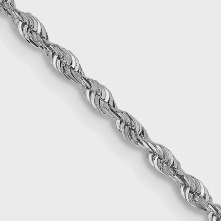 10KT Solid White Gold 2 MM Diamond Cut Rope Chain