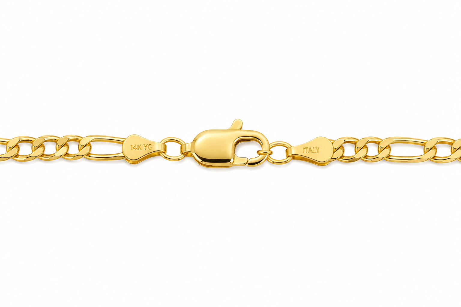 14KT Solid Yellow Gold 2 MM Figaro Link Chain
