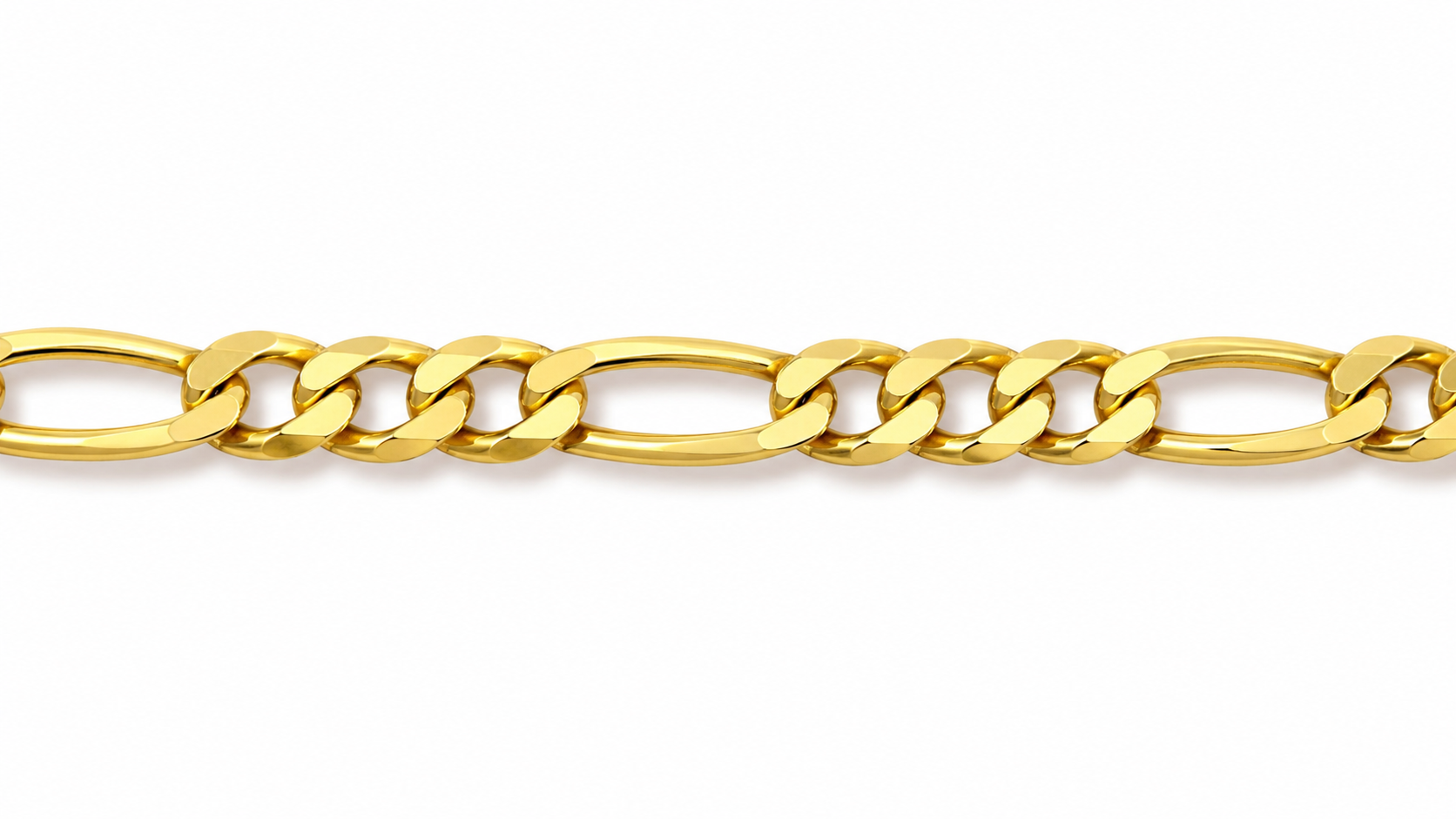 18KT Solid Yellow Gold 7 MM Figaro Link Chain