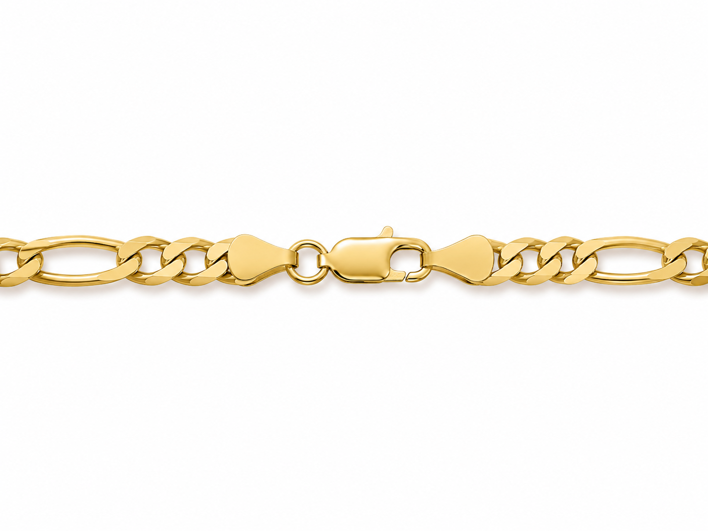 18KT Solid Yellow Gold 7 MM Figaro Link Chain