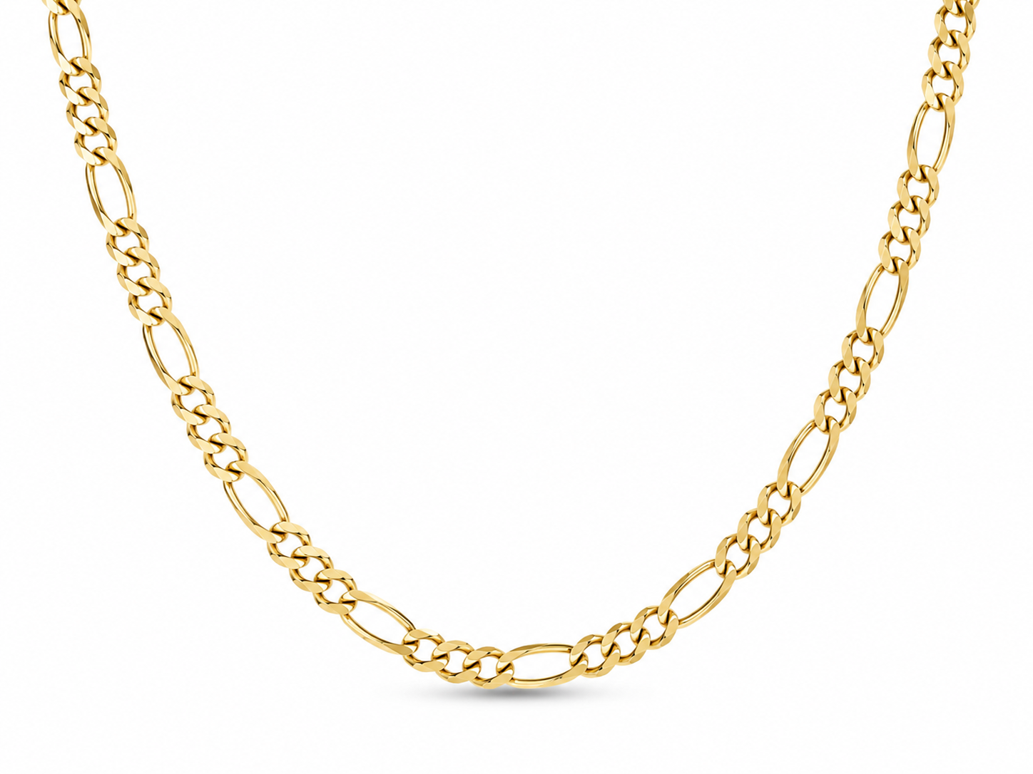 18KT Solid Yellow Gold 7 MM Figaro Link Chain