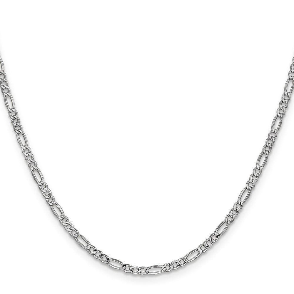 14K Solid White Gold 2.5 MM Figaro Link Chain