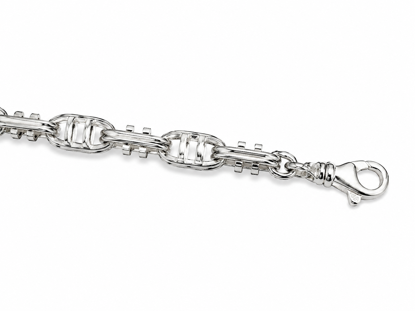 10KT Solid White Gold 6 MM Panel Link Bracelet