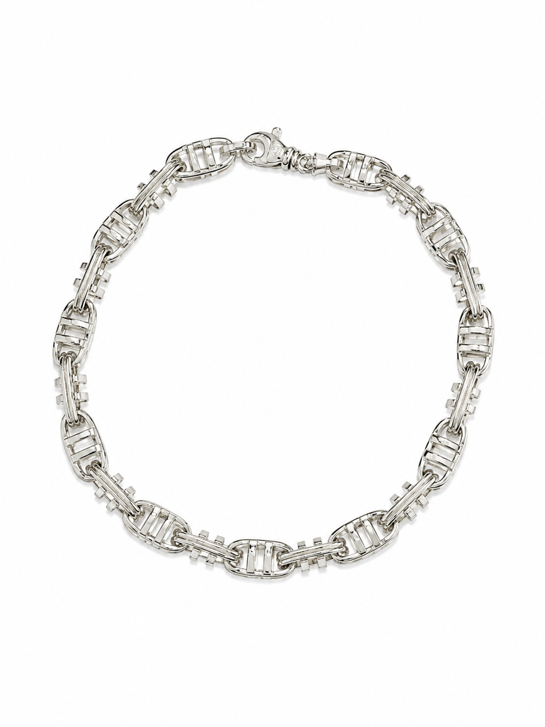 10KT Solid White Gold 6 MM Panel Link Bracelet