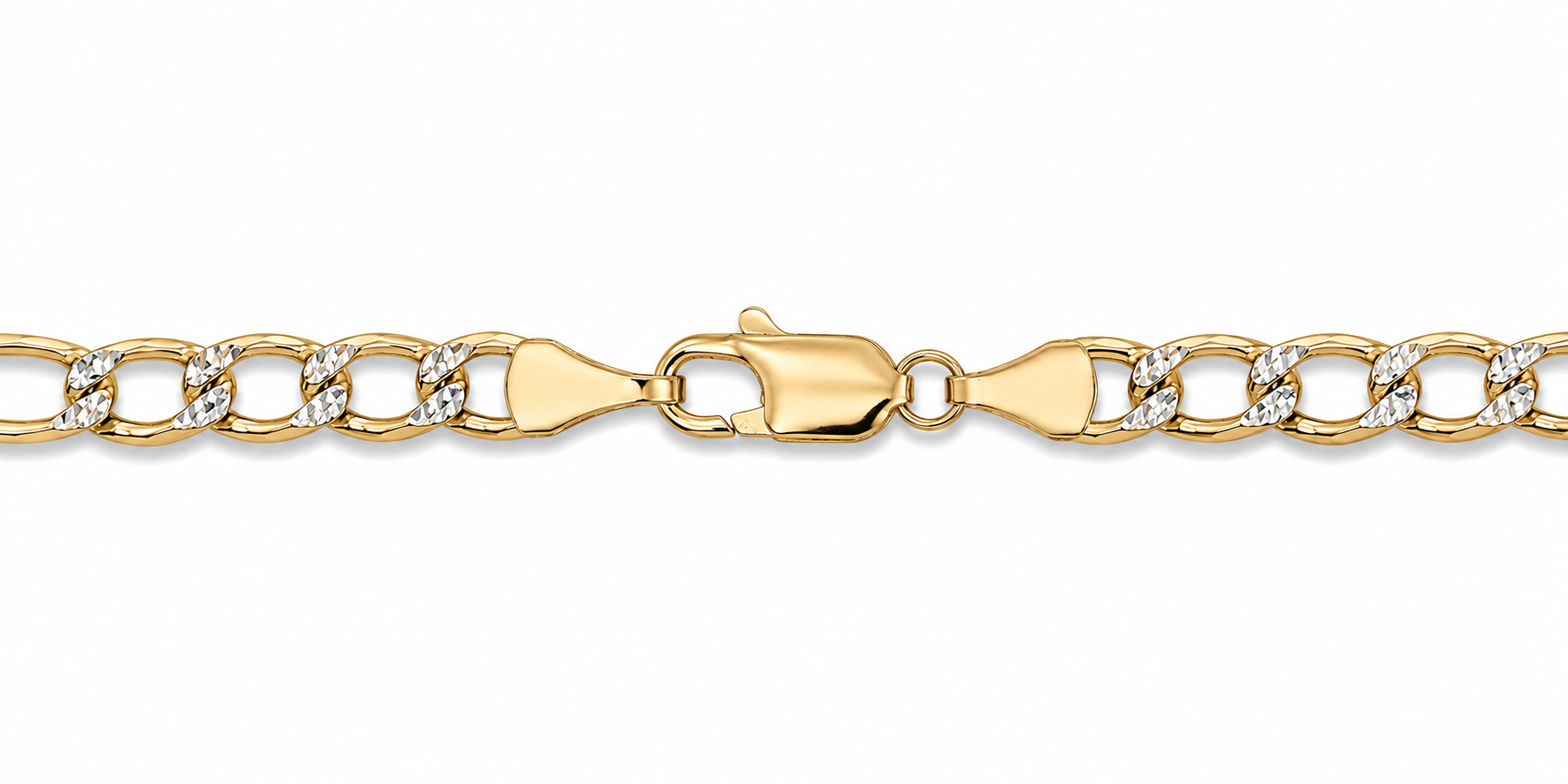 14KT Hollow Yellow Gold Diamond Cut 5 MM Figaro Link Chain