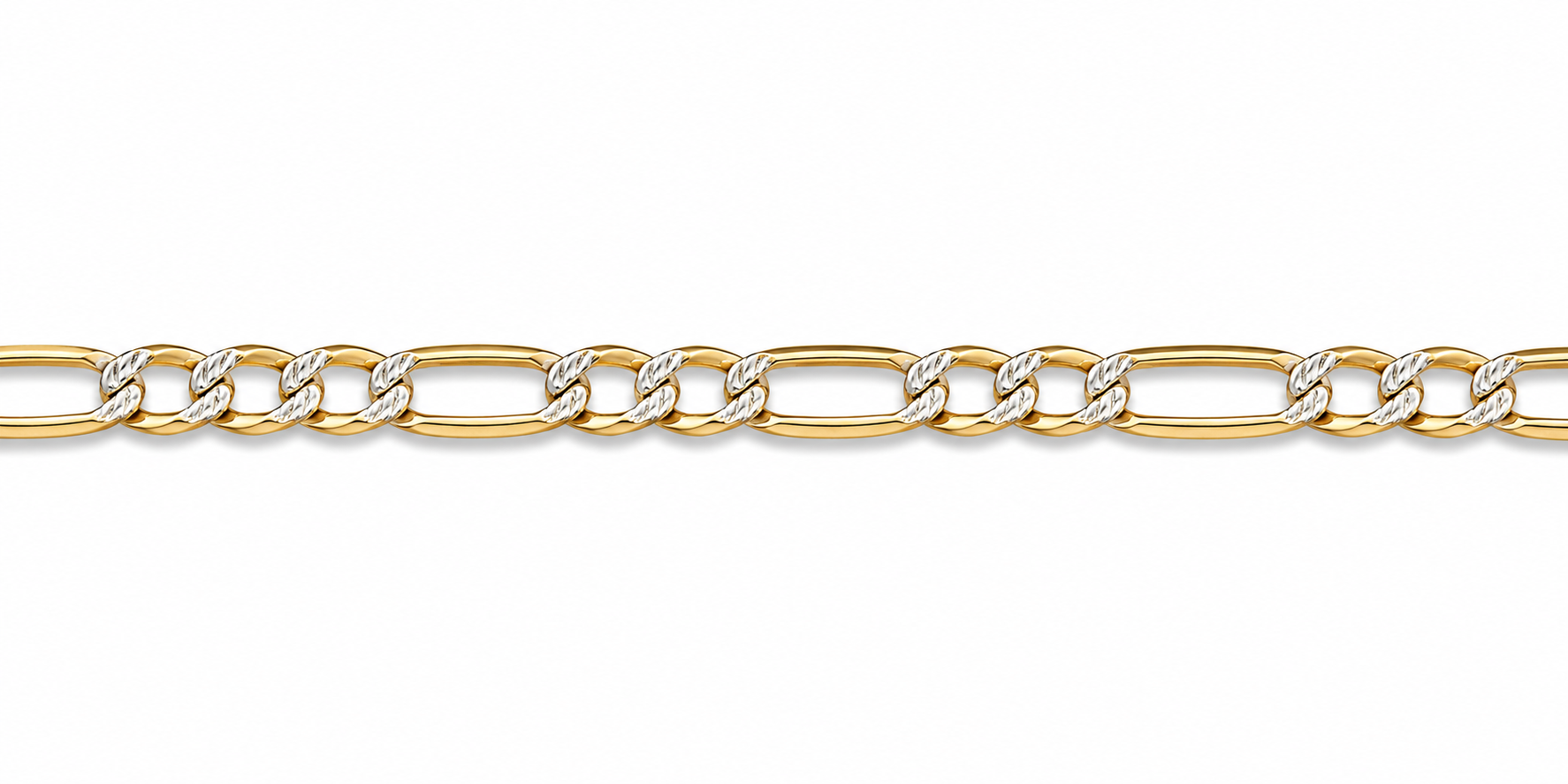 14KT Hollow Yellow Gold Diamond Cut 5 MM Figaro Link Chain
