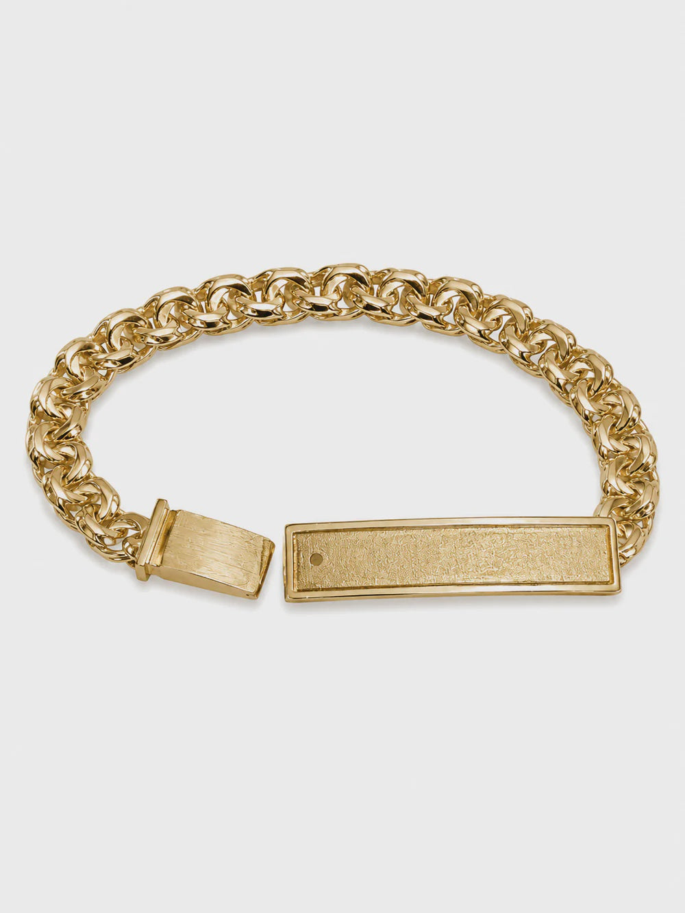 14KT Solid Yellow Gold 7.5 MM Chino Link Brush Polish ID Bracelet