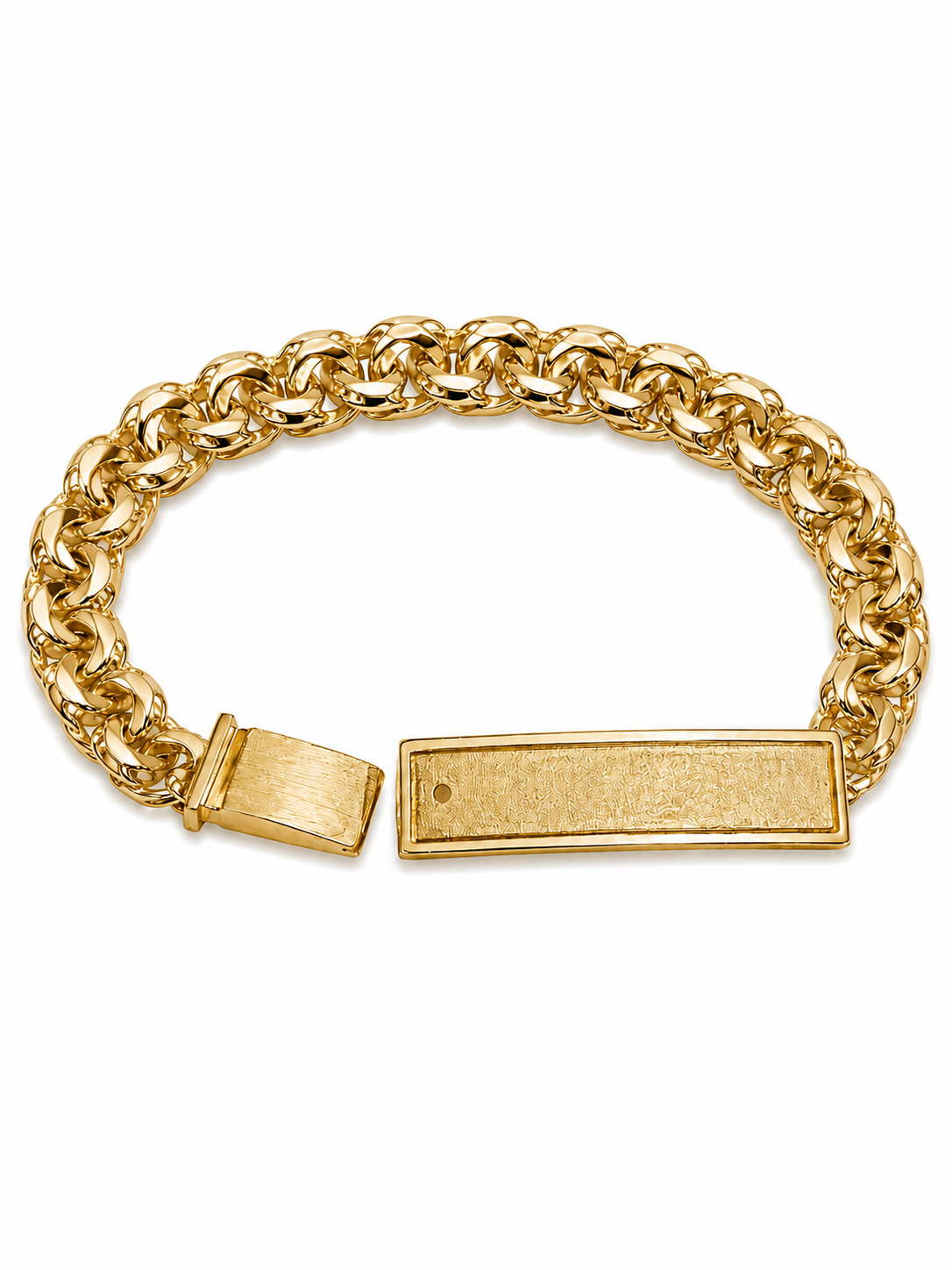 14KT Solid Yellow Gold 9 MM Chino Link Brush Polish ID Bracelet