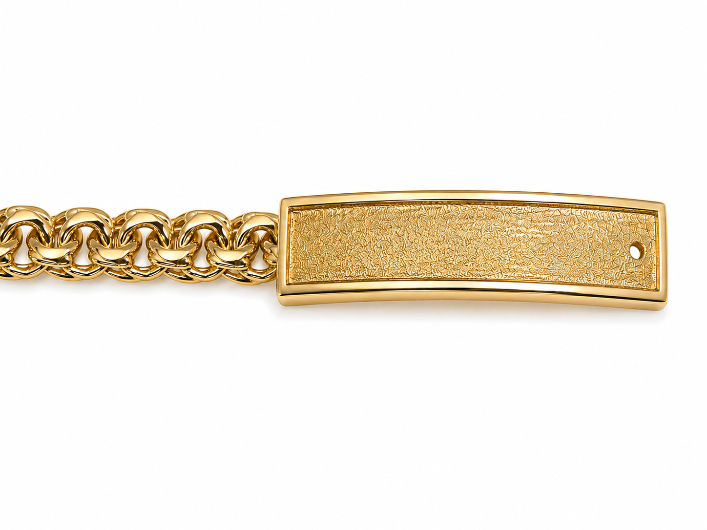 14KT Solid Yellow Gold 9 MM Chino Link Brush Polish ID Bracelet