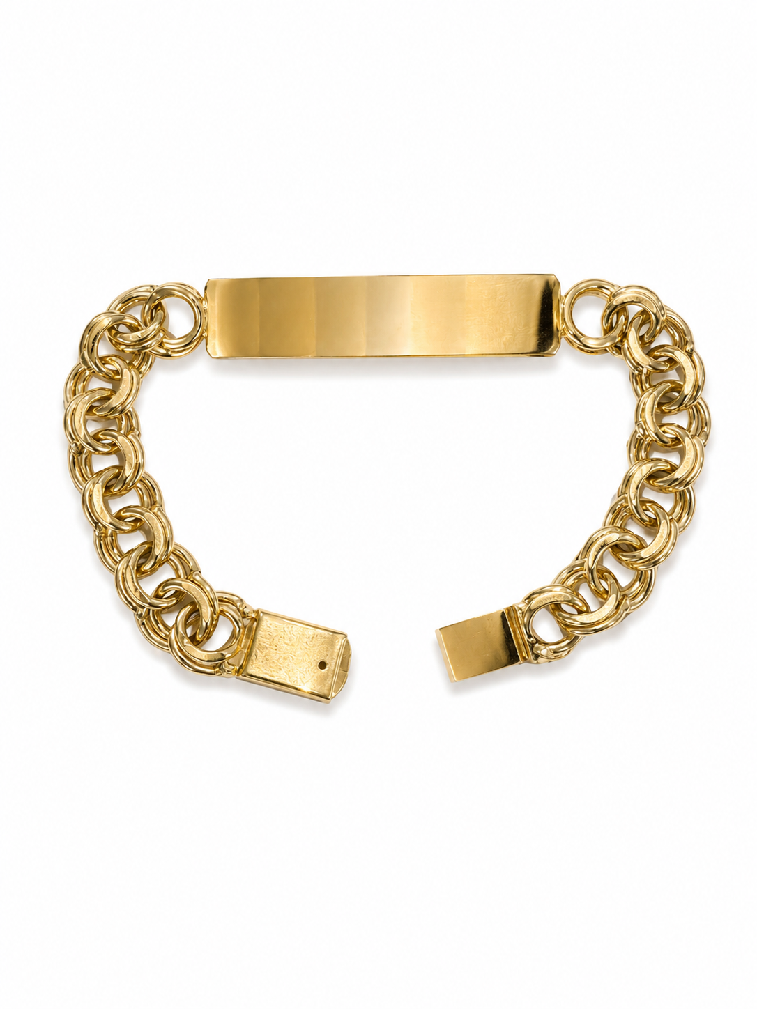 10KT Solid Yellow Gold 9 MM Chino Link ID Pin Lock Bracelet