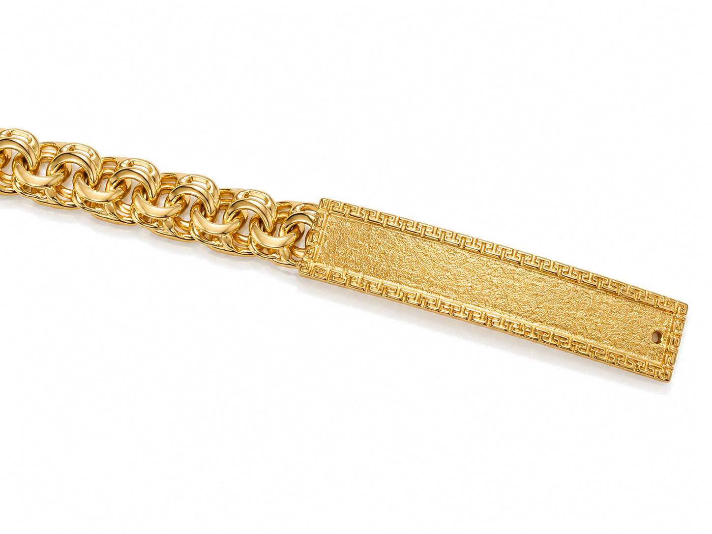 14KT Solid Yellow Gold 8 MM Chino Link Brush Polish ID Lock Bracelet