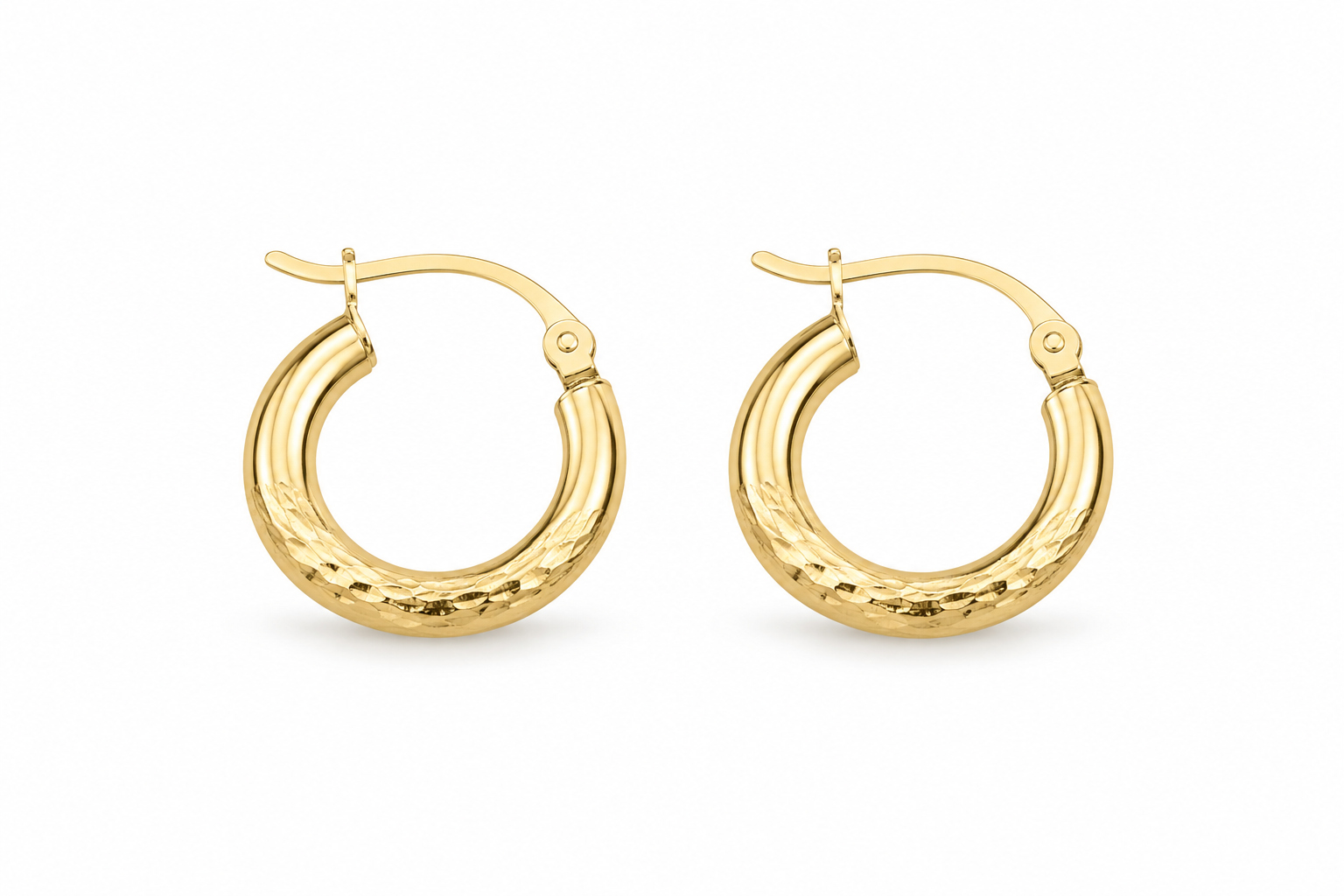 10KT Yellow Gold Polished Round Hoop Earrings