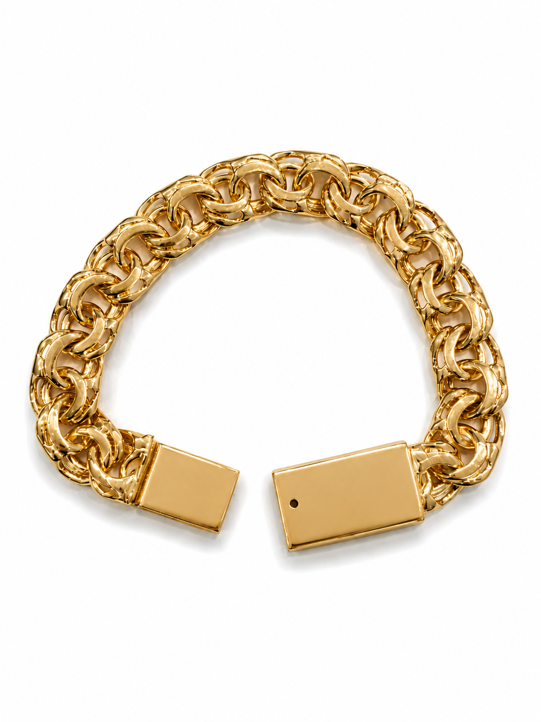 14KT Solid Yellow Gold 12.4mm Chino Link Bracelet