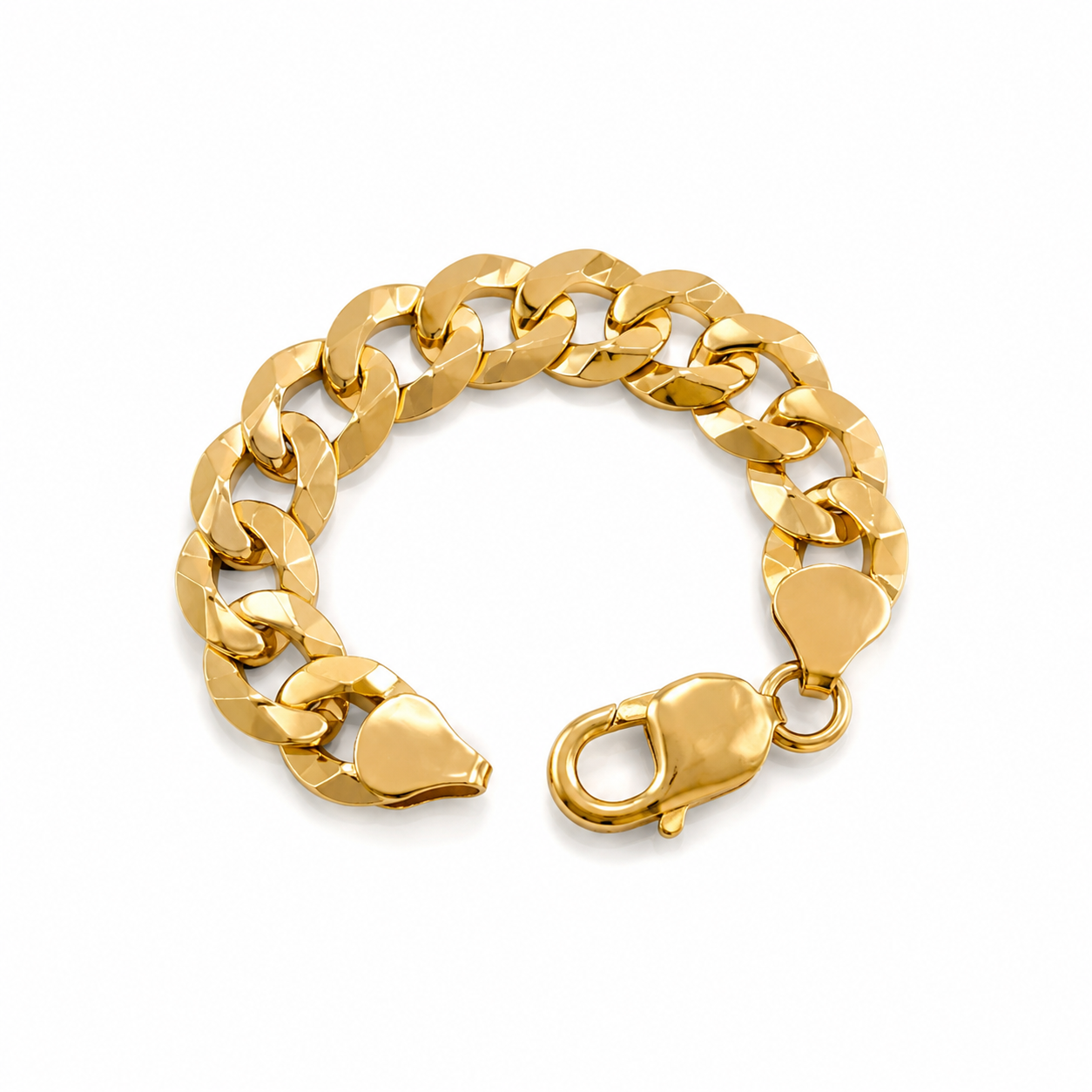 10KT Solid Yellow Gold 9.5 MM Cuban Link Bracelet