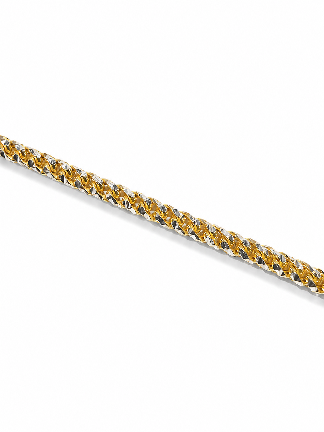 10KT Solid Two-Tone Gold 5 MM Diamond Cut Franco Link Chain