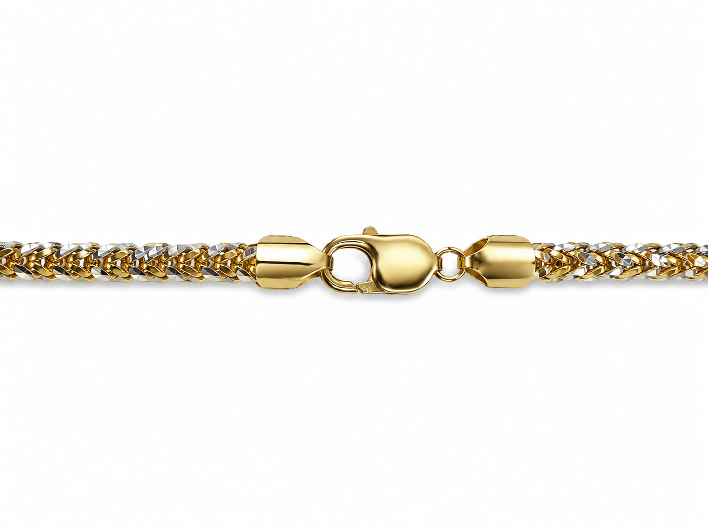 10KT Solid Two-Tone Gold 4 MM Diamond Cut Franco Link Chain