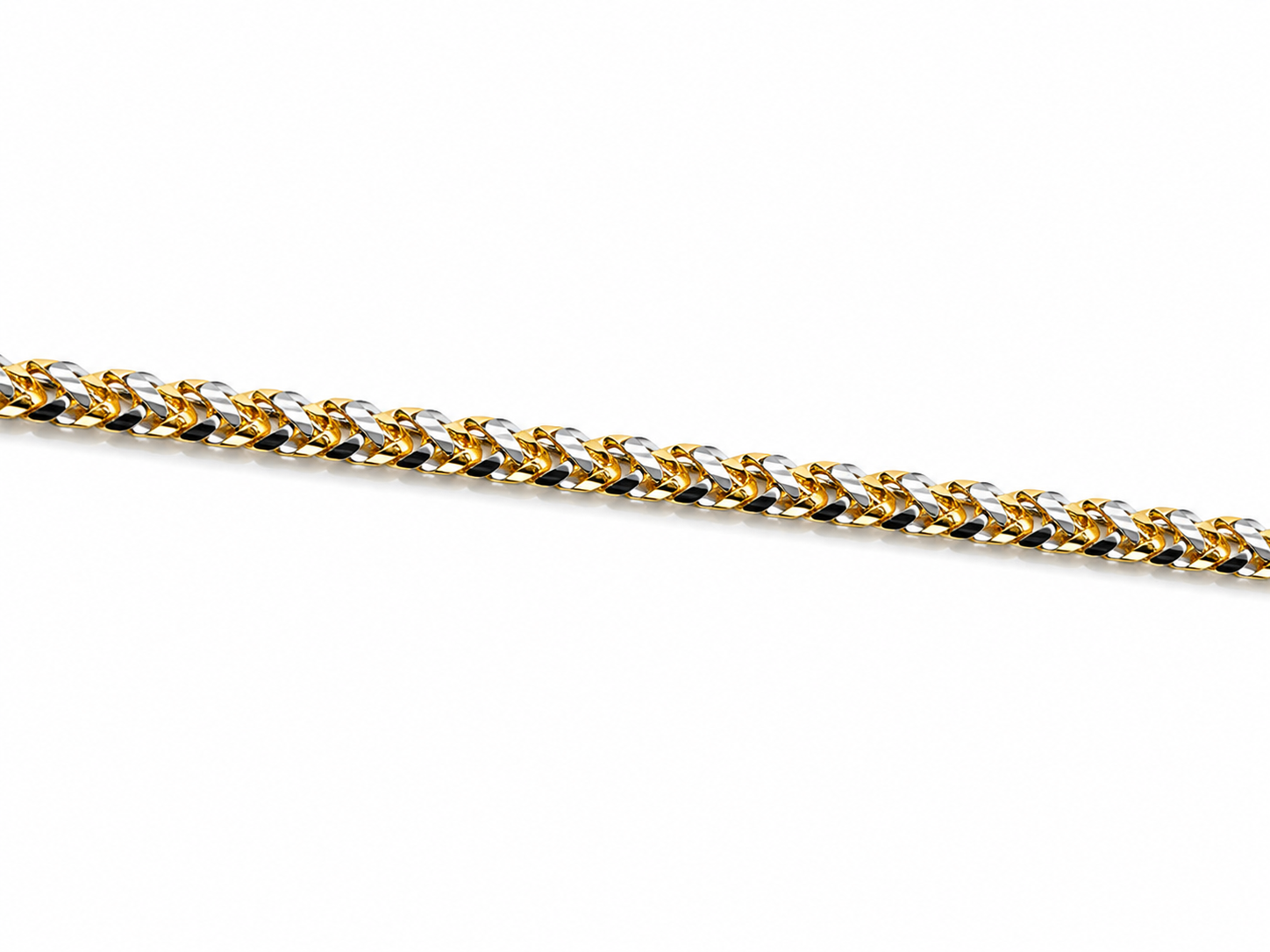 10KT Solid Two-Tone Gold 2 MM Diamond Cut Franco Link Chain