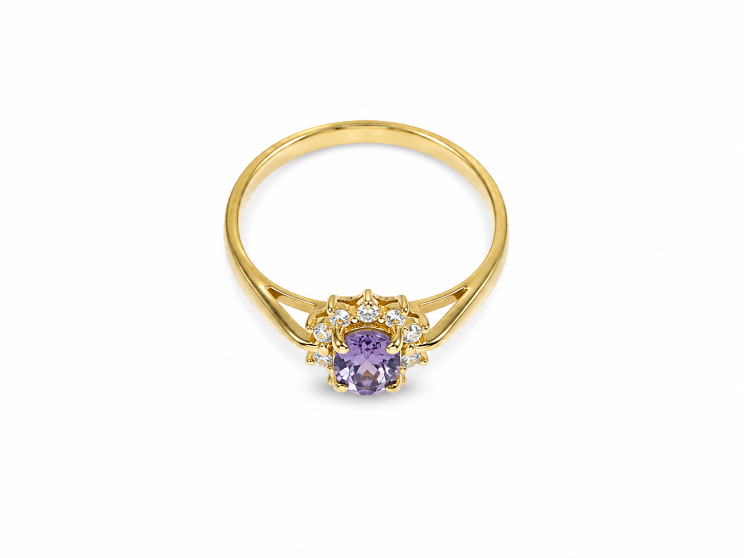 14KT Yellow Gold 0.25 CTW 0.50 Tanzanite Diamond Ring [K1T]
