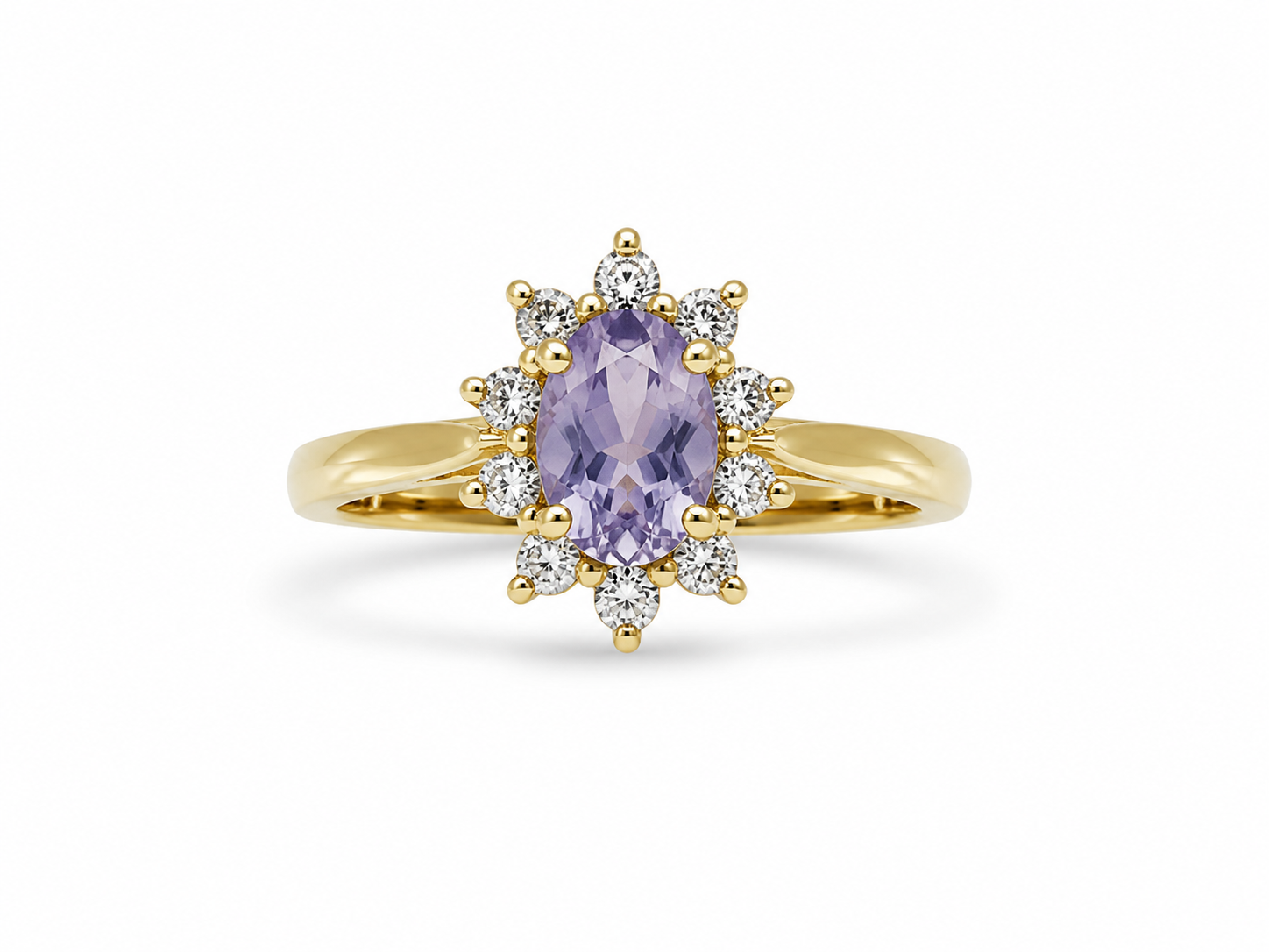 14KT Yellow Gold 0.25 CTW 0.50 Tanzanite Diamond Ring [K1T]
