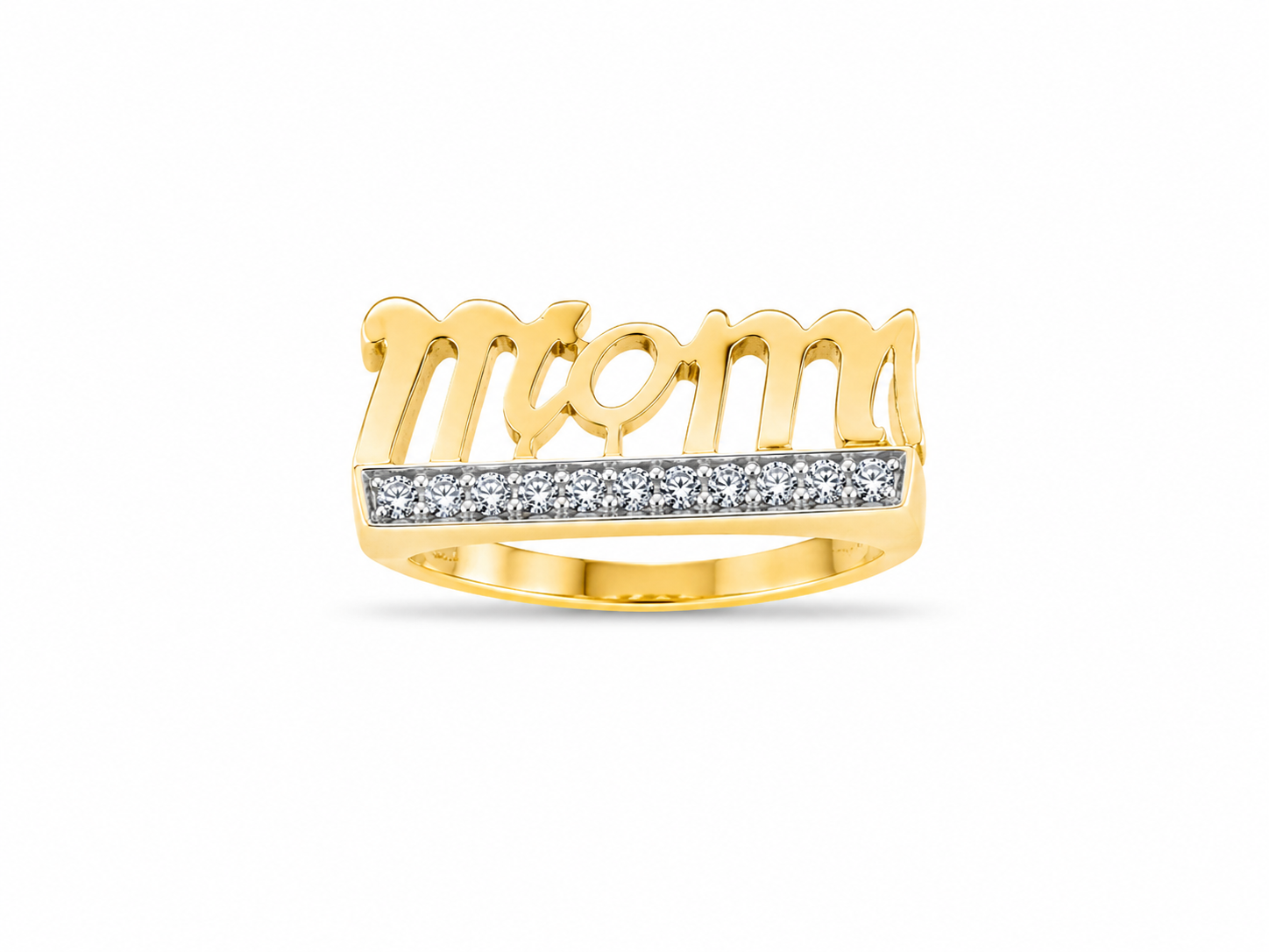 10KT Yellow Gold 0.05 CTW Mom Diamond Ring [K8H]