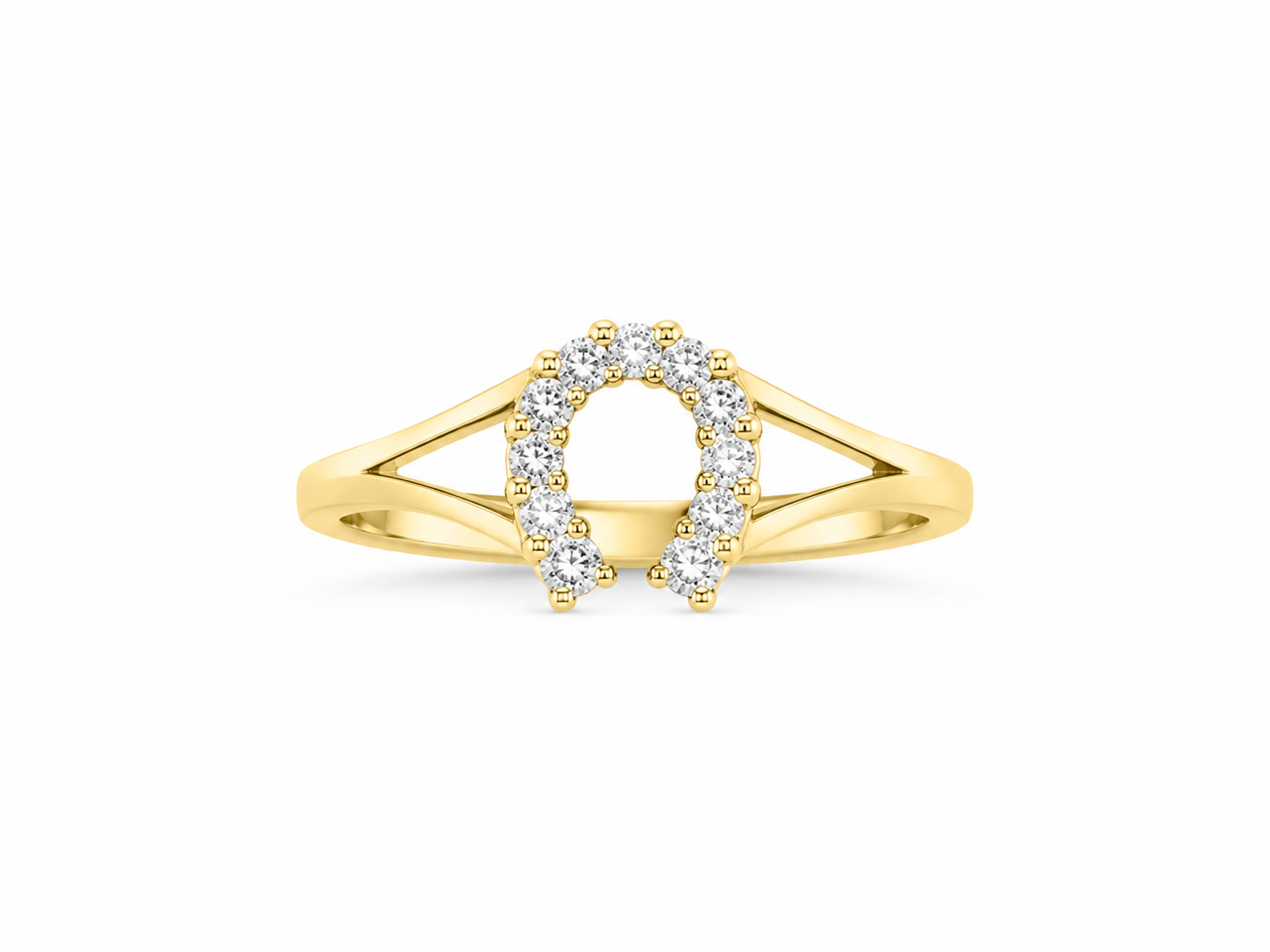 10KT Yellow Gold 0.10 CTW Diamond Horseshoe Ring [K5H50]