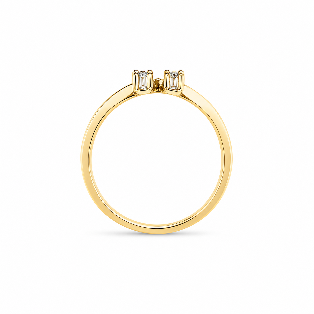10KT Yellow Gold 0.10 CTW  Diamond Horseshoe Ring [K5H50]