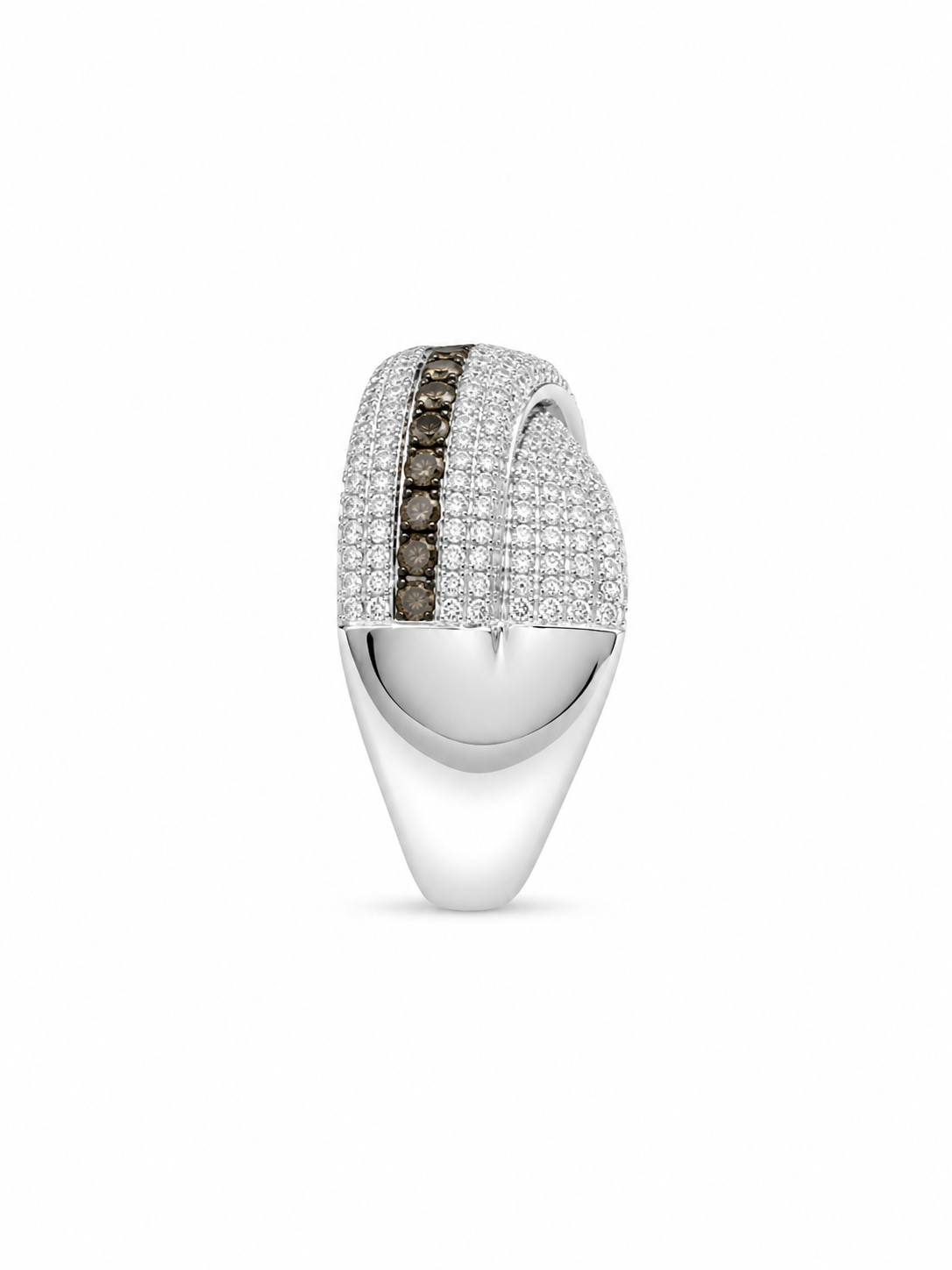 14KT White Gold 1.50 CTW 0.70 CTW Brown Diamond Ring [K52H]