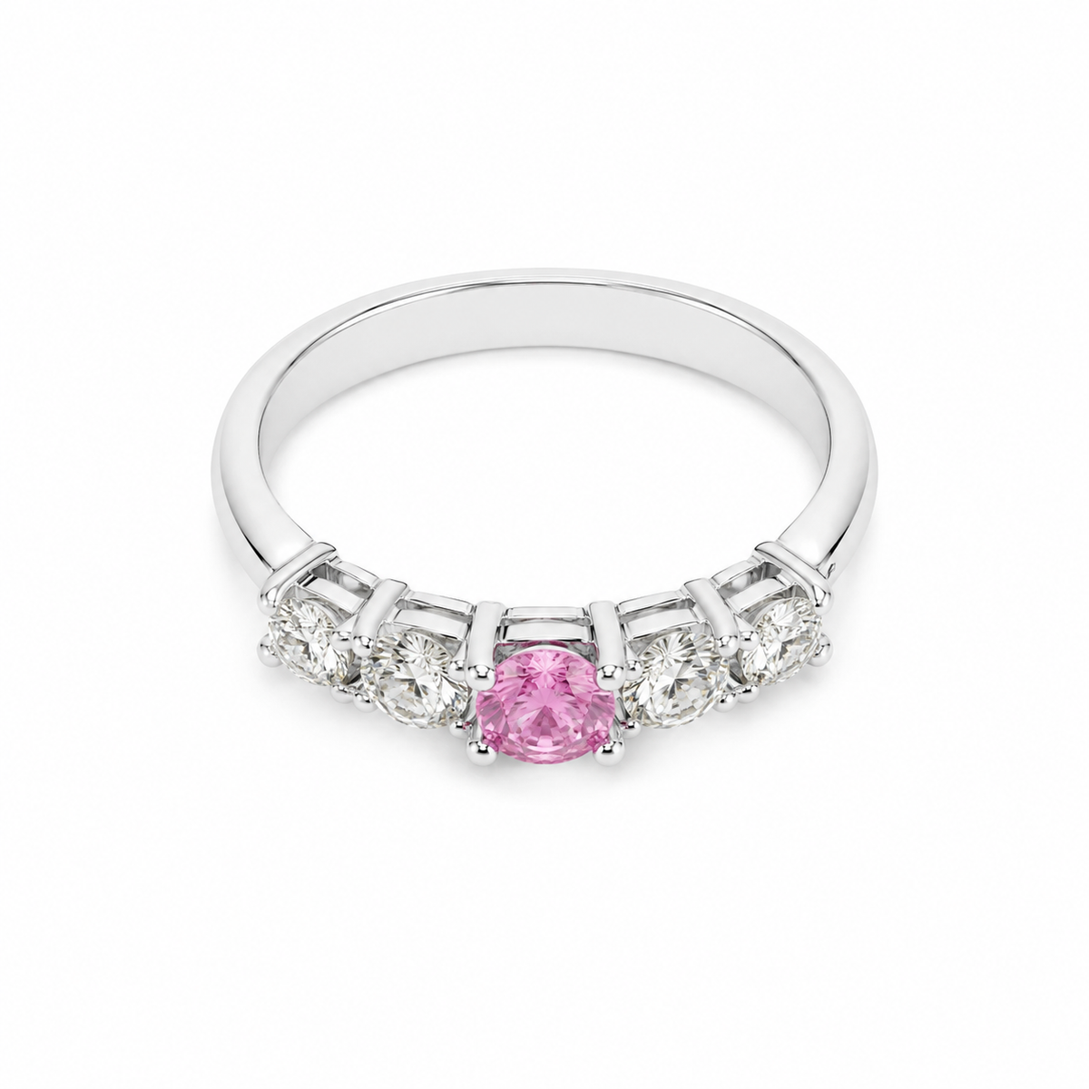 14KT White Gold 1.25 CTW 0.10 STW Pink Tourmaline Diamond Ring [K39H]