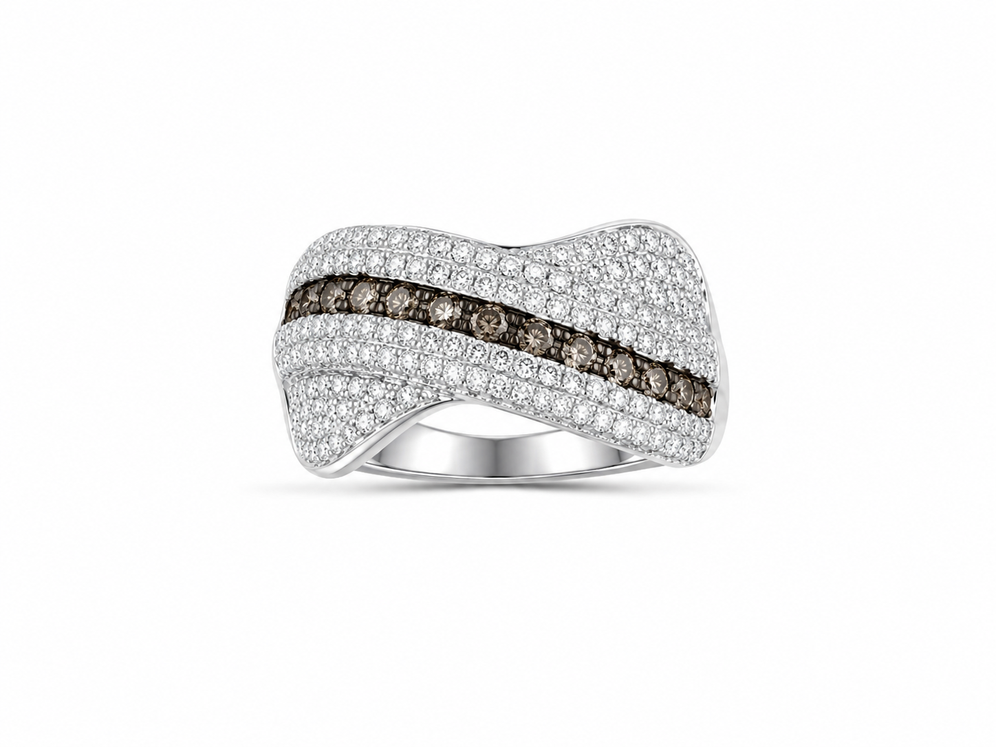 14KT White Gold 1.50 CTW 0.70 CTW Brown Diamond Ring [K52H]