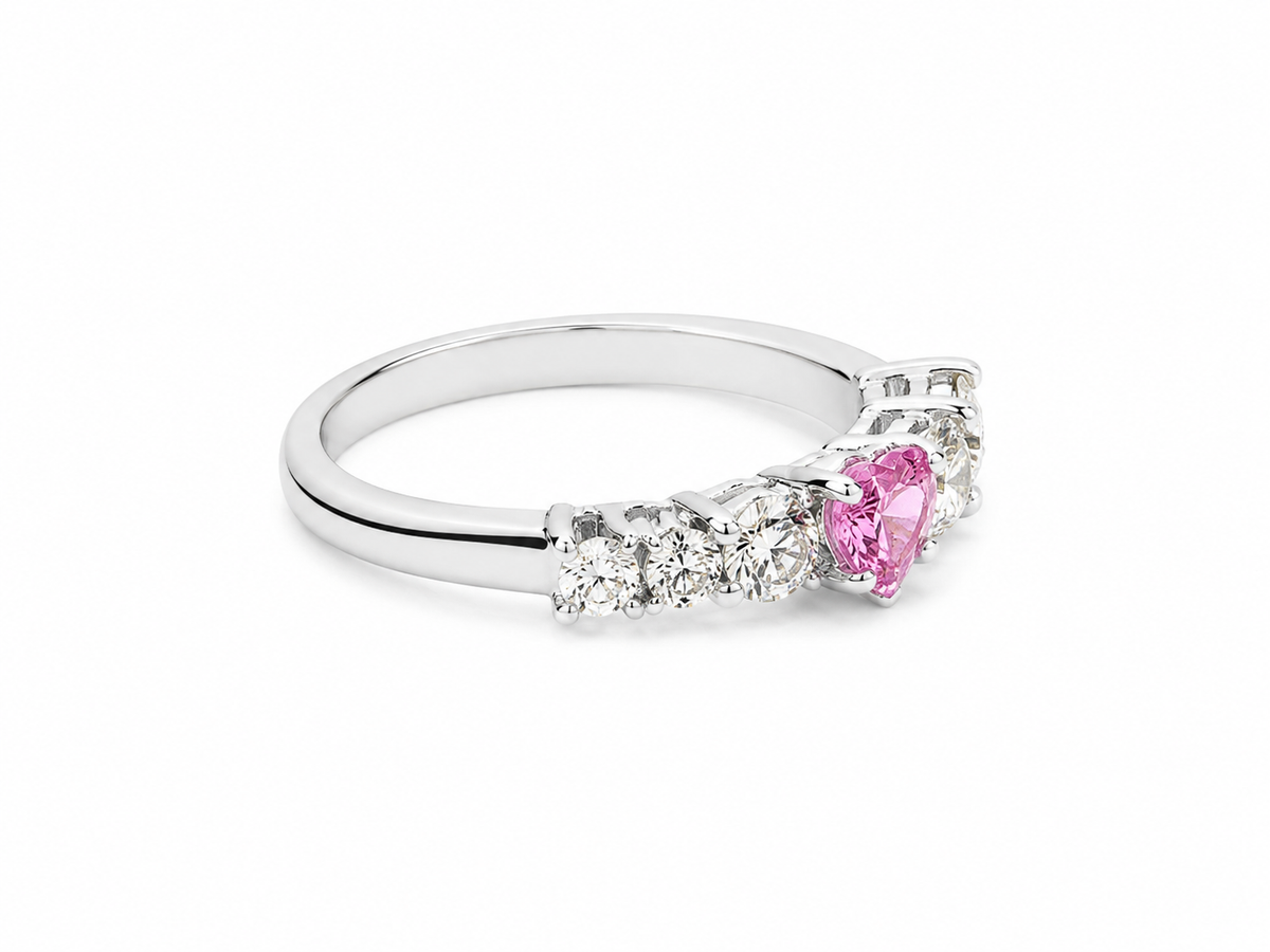 14KT White Gold 1.25 CTW 0.10 STW Pink Tourmaline Diamond Ring [K39H]