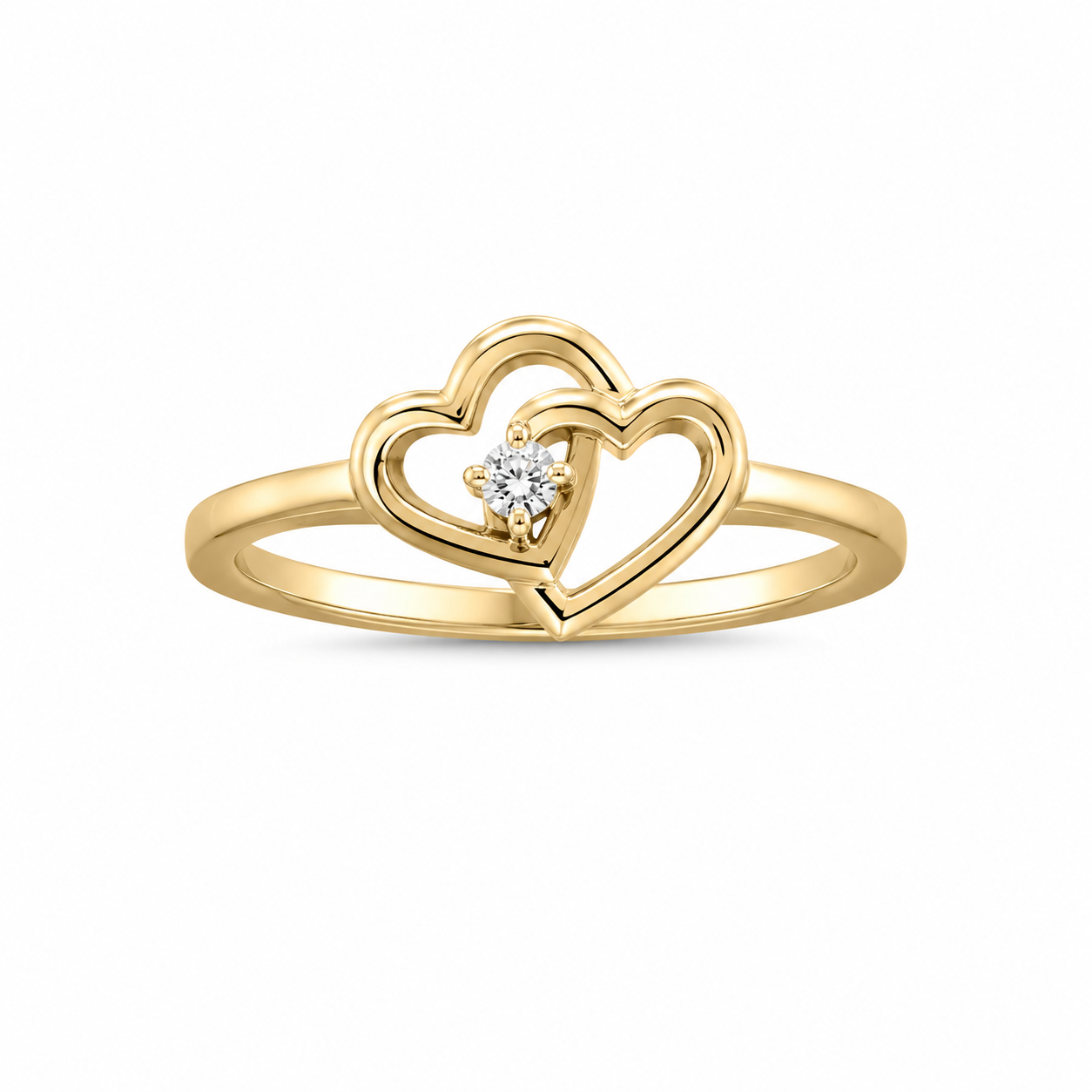 10KT Yellow Gold 0.05 CTW Heart Style Diamond Ring [K5H]